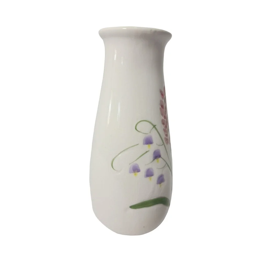 Ceramic Vase Ladybug Floral Design Small White‎ Accent Piece